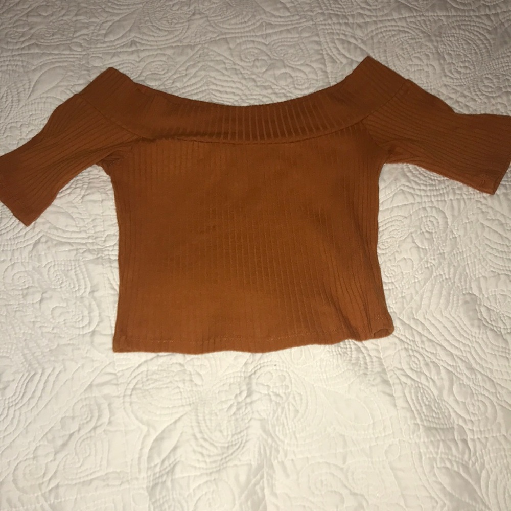 Orange off the shoulder crop top